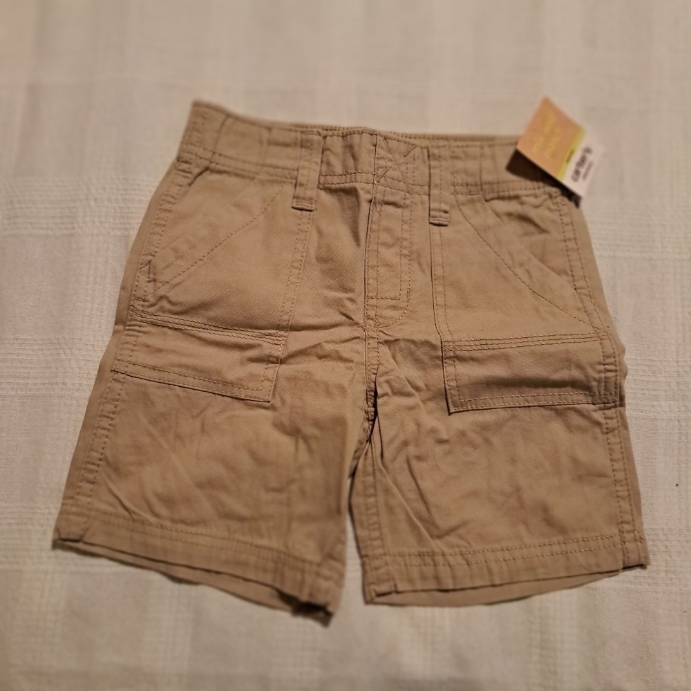Carter's boys 3T shorts, tan, elastic waist, fit big, NWT